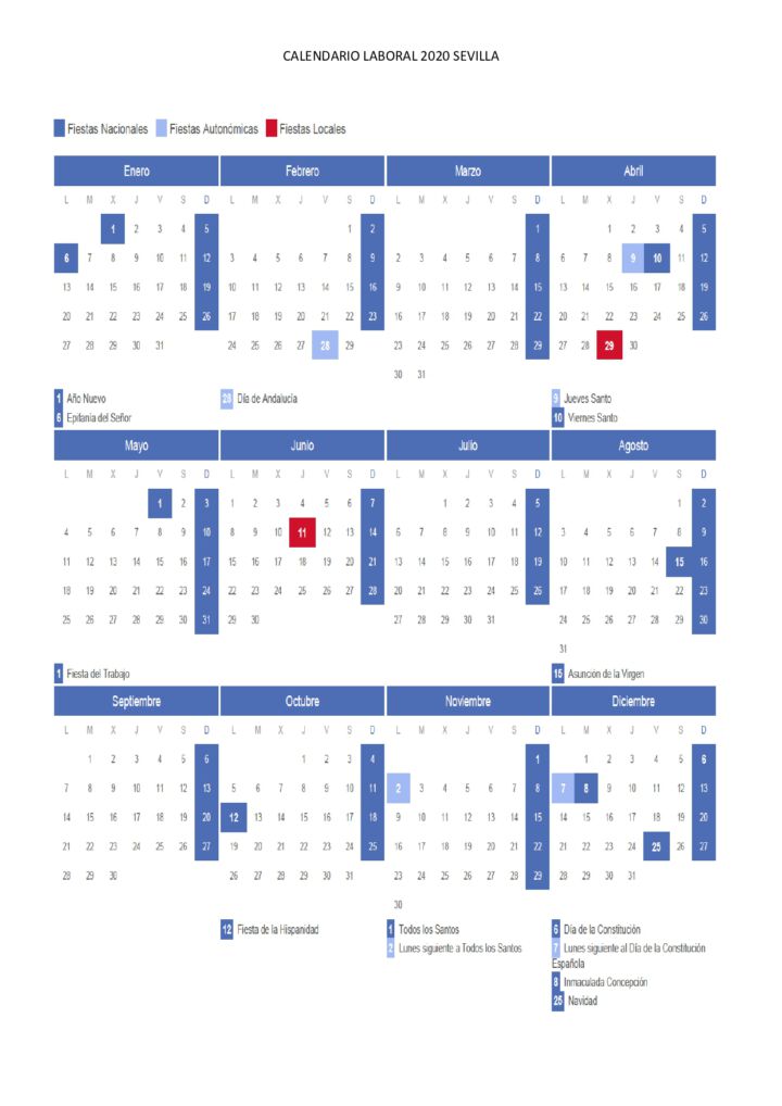 CALENDARIO LABORAL SEVILLA 2020 - Aselegal