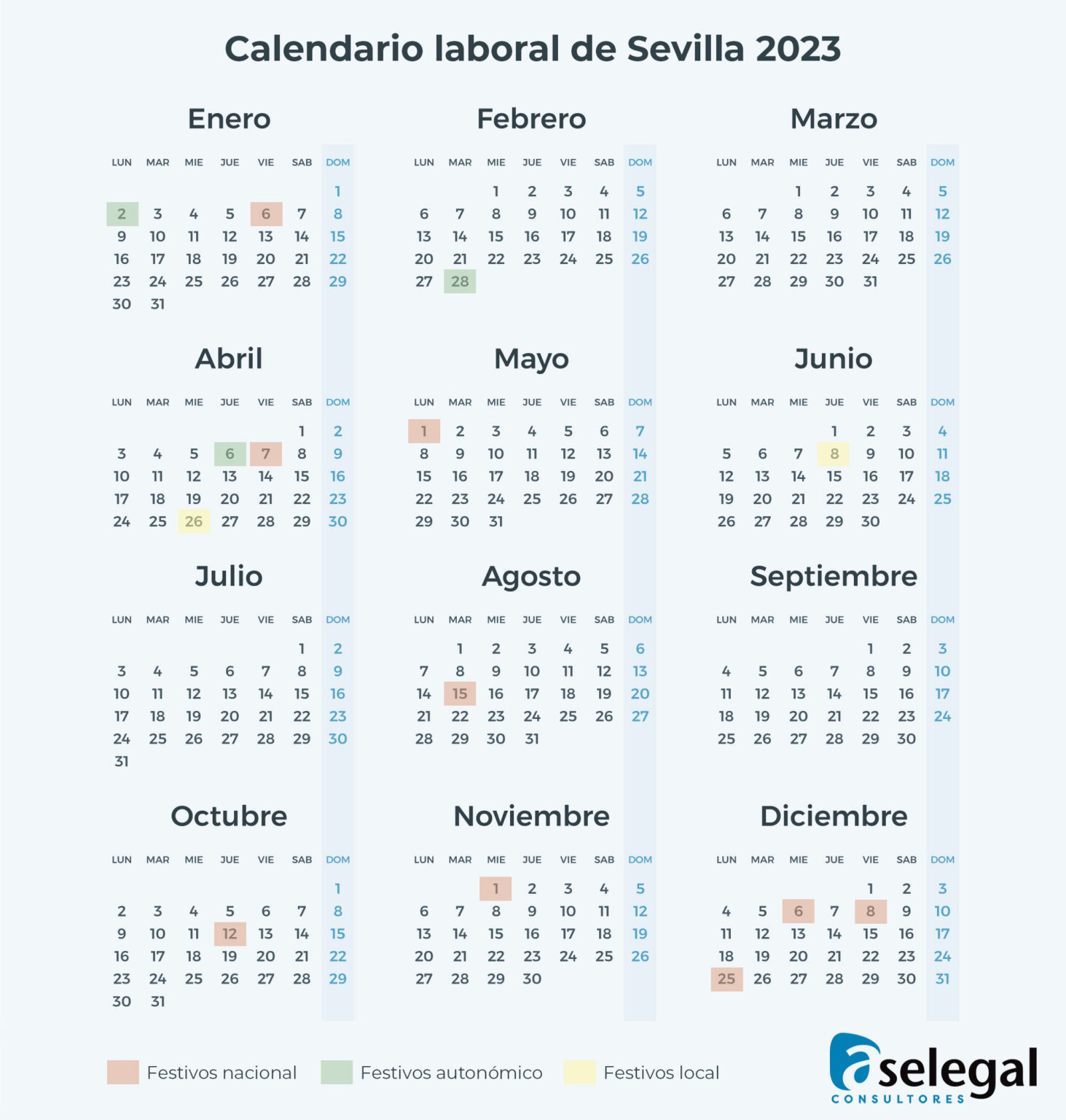 Calendario Laboral De Sevilla 2023 - Aselegal Consultores