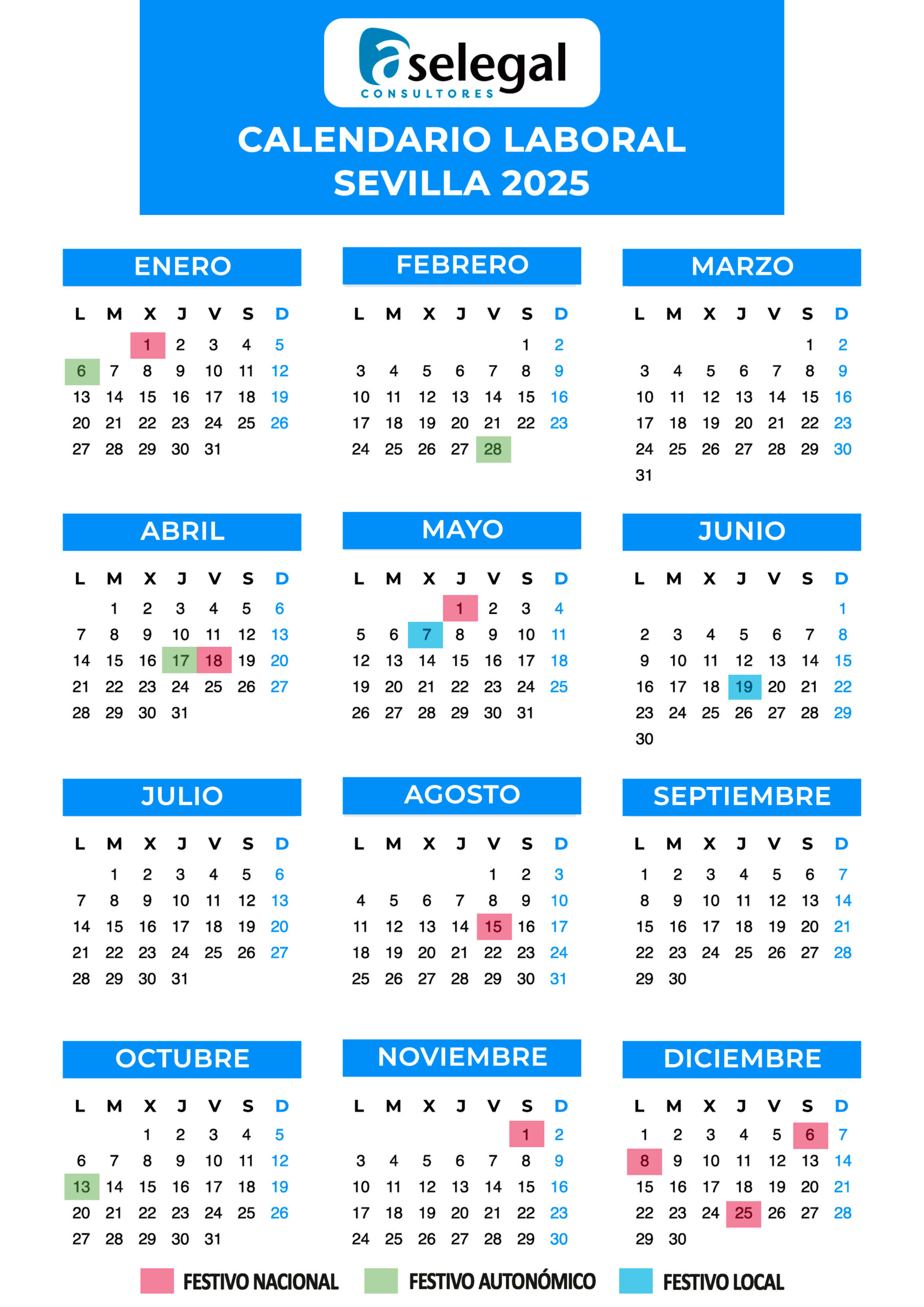 Calendario Laboral de Sevilla para 2025